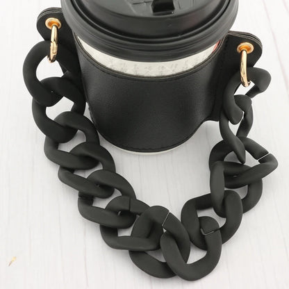 Reusable Leather Cup Coffee Sleeve with Chain Hot Coffee Iced Coffee Sleeve Leather Drink Carrier For Coffee Drinks Coffee Purse