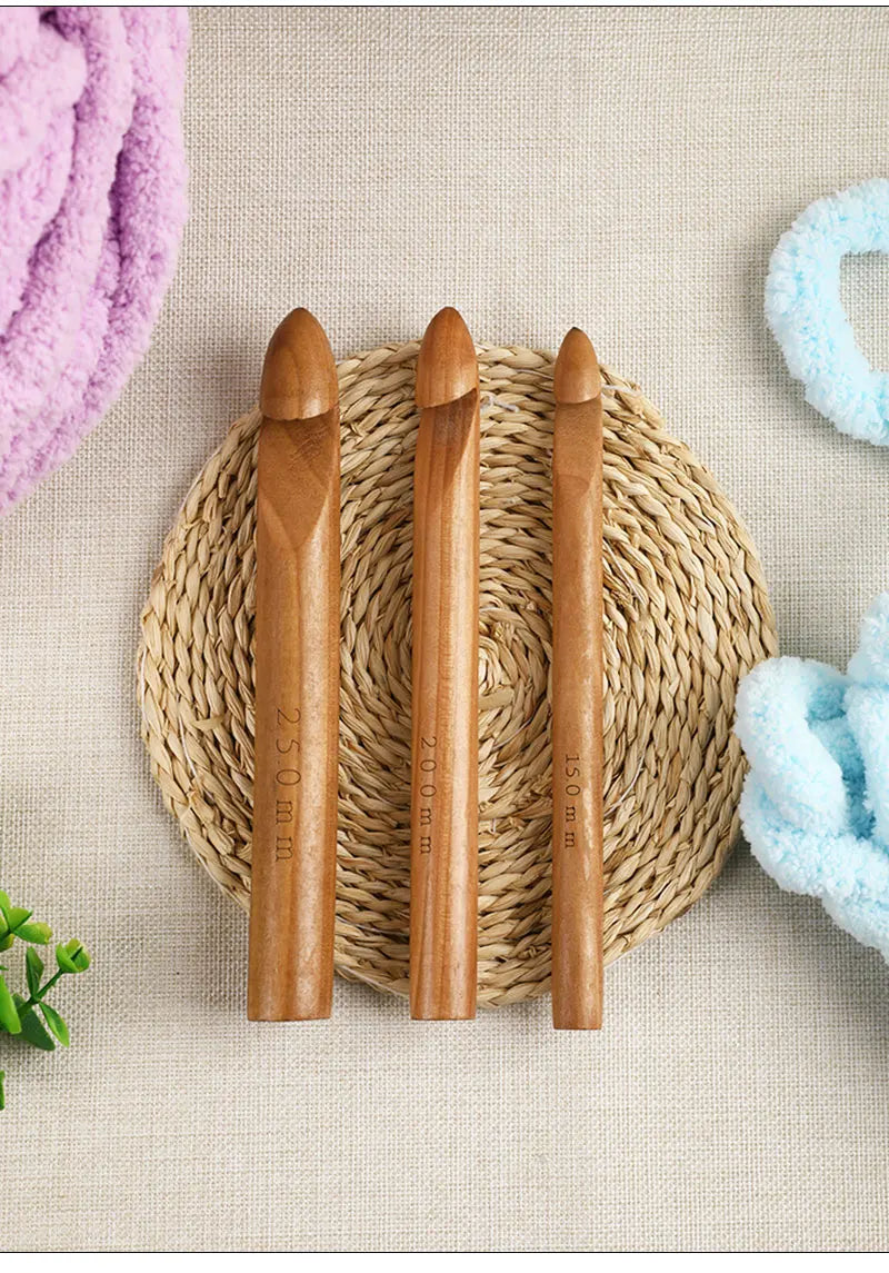 KOKNIT DIY Knitting Needles Hook Handle Wood Crochet Hook  Home Knitting Weave Yarn Crafts Knitting Tools Big Size 15/20/25mm