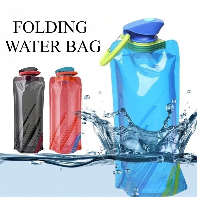 700ml Portable Water Bag Foldable Sports Water Bottle for Hiking Camping Outdoor Activities Reusable Soft Hydration Bladder