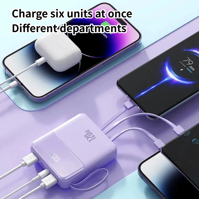 Portable Power Bank 50000mAh 120W Super Fast Charging Mobile External Battery With Four Cable Charger Suitable For iPhone Xiaomi