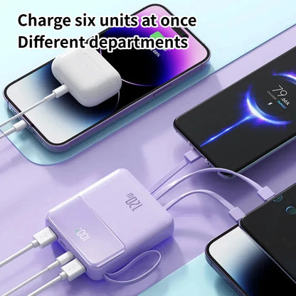 Portable Power Bank 50000mAh 120W Super Fast Charging Mobile External Battery With Four Cable Charger Suitable For iPhone Xiaomi