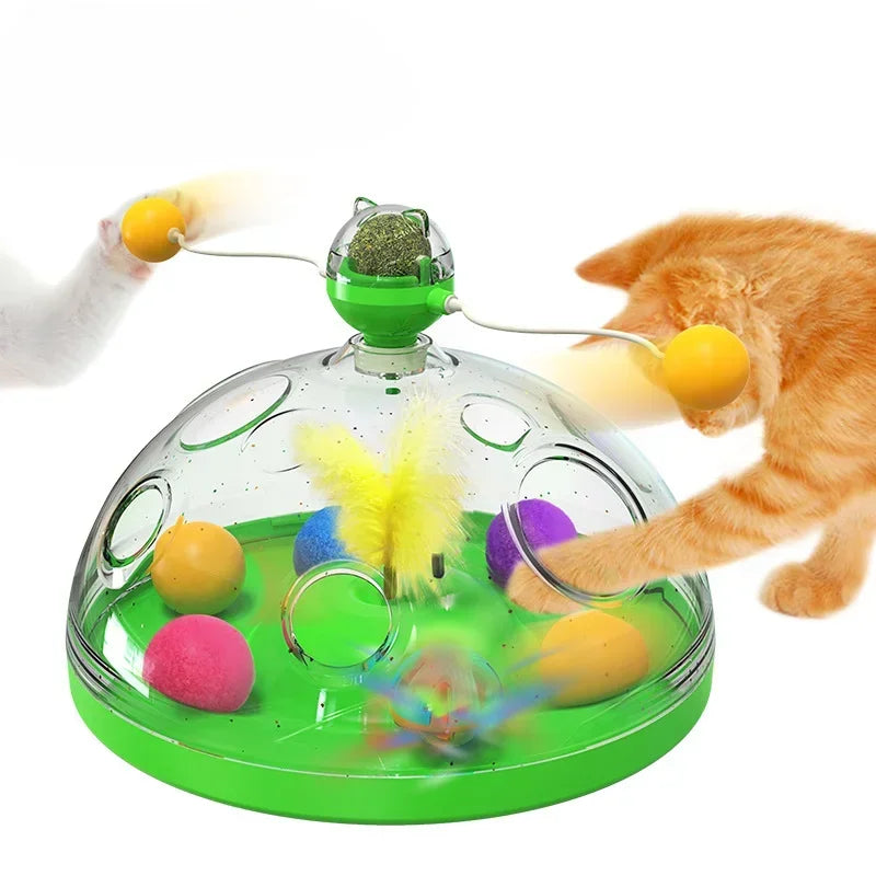 Interactive Cat Intelligence Training Play Pan Tower, Cat Toy Tower Track Rotating, Cat Tunnel, Catnip, Pet Supplies