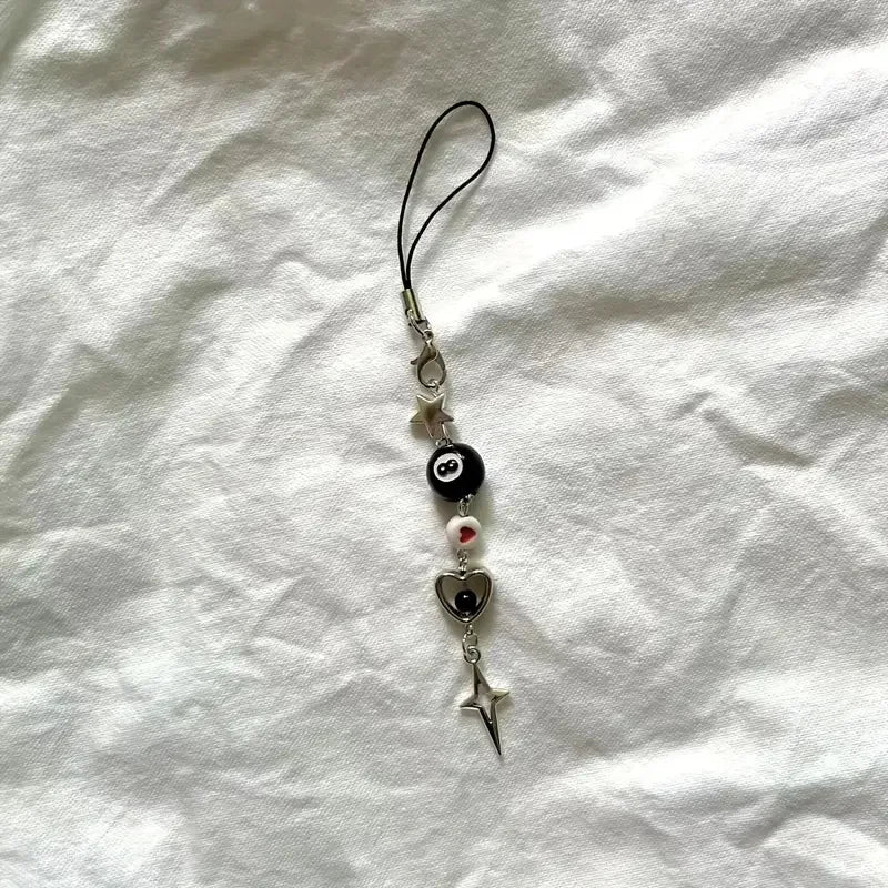 Star & Love Mobile Phone Chain, Sweet Cool Dark Mobile Phone Chain, Cute Mobile Phone Charm,  Keychain Pendant