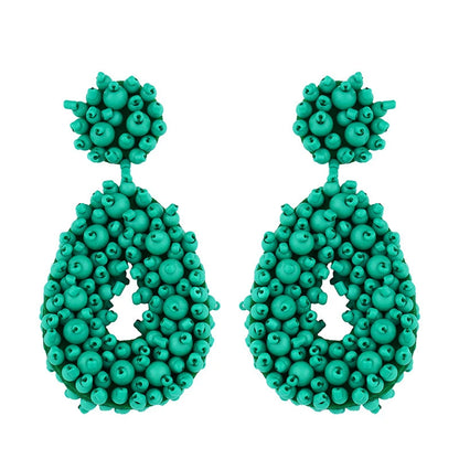 Bohemian Black Beaded Earrings Handmade Beads Drop Dangle Earrings For Women Statement Earrings Big Jewelry Brincos Accessories