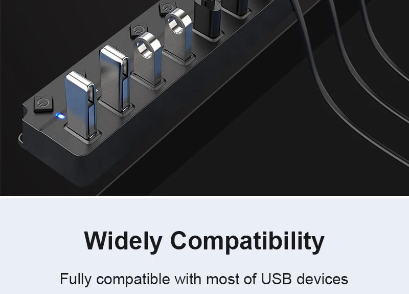USB 3.0 Power Adapter 7 Port Multi USB Splitter Hub USB Hub 2.0 USB Multiple Expander Switch 30CM Cable Hub Docking Stations