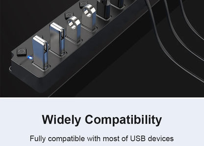 USB 3.0 Power Adapter 7 Port Multi USB Splitter Hub USB Hub 2.0 USB Multiple Expander Switch 30CM Cable Hub Docking Stations
