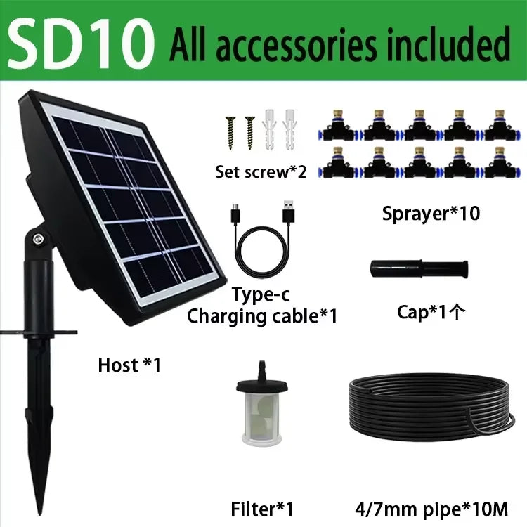 Solar Irrigation System for Garden Plant Automatic Drip Irrigation System DIY Garden Watering System Drip Hose Irrigation