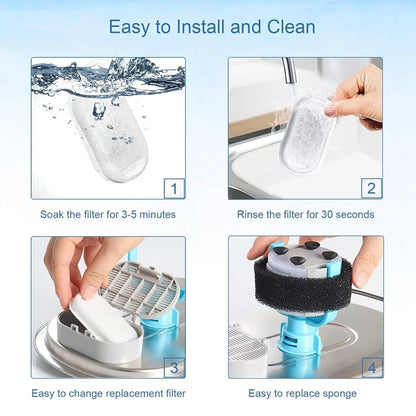 40PCS Cat Water Fountain Filters For 67Oz/2L And 108/3.2L Stainless Steel Pet Fountain Cat Replacement Filters Sponges