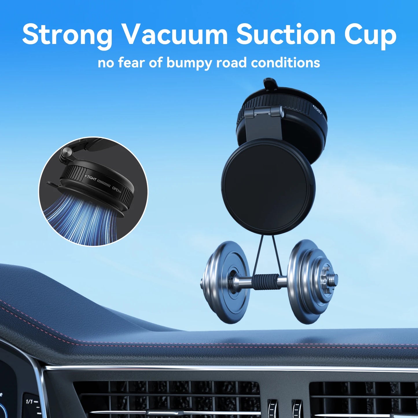 Foldable Magnetic Vacuum Phone Holder, Car Phone Holder Mount, Dashboard Magnetic Phone Holder, for Car, Mirror, Gym, Kitchen