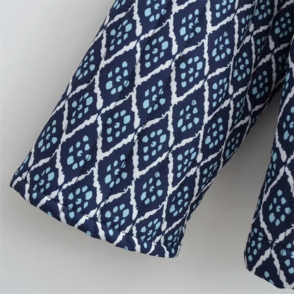 PB&ZA2024 Autumn New Women's Fashion Style Versatile Quilted Cotton Printed Loose Cotton Clothes Cotton Jackets