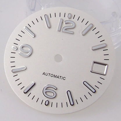 29MM Pilot Watch Dial Face for NH35 NH36 Dive Watch Mod Parts Silver Hand set Date Window Sterile Dial Plate Green Luminous