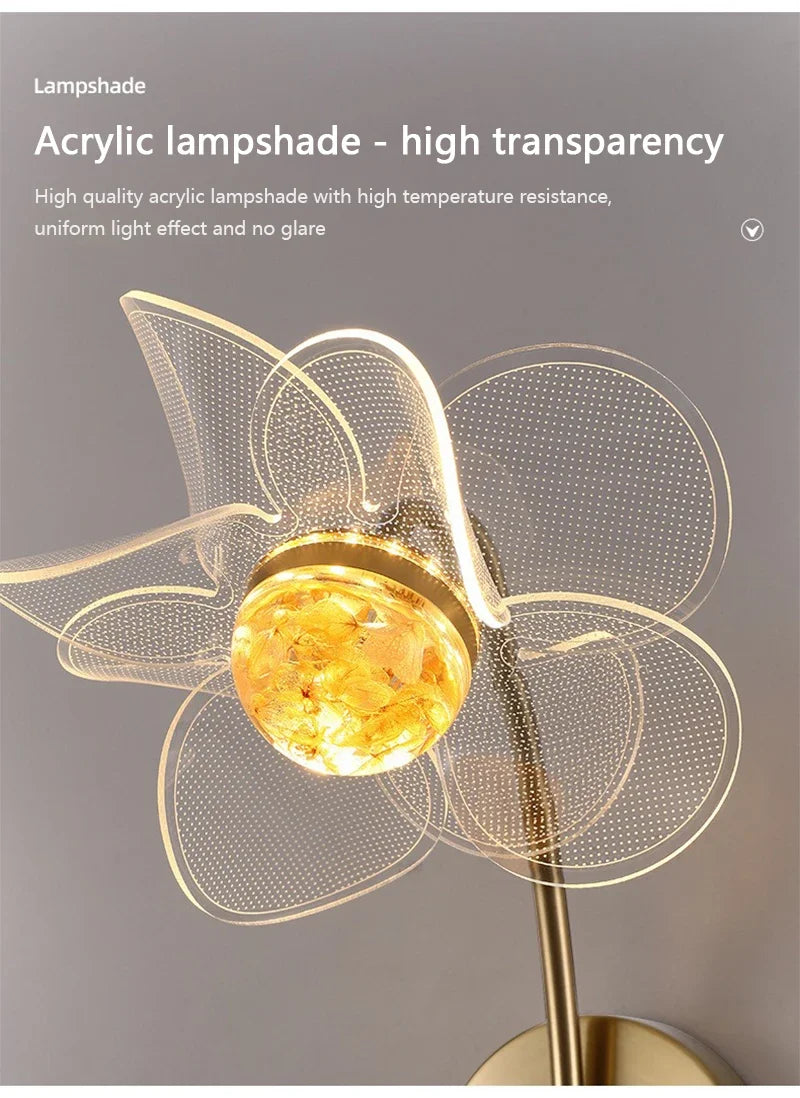 LED Wall Lamp Modern Luxury Flower Shaped Decorative Light Bedroom Bedside Study Dining Room Living Room Background Wall Lamp