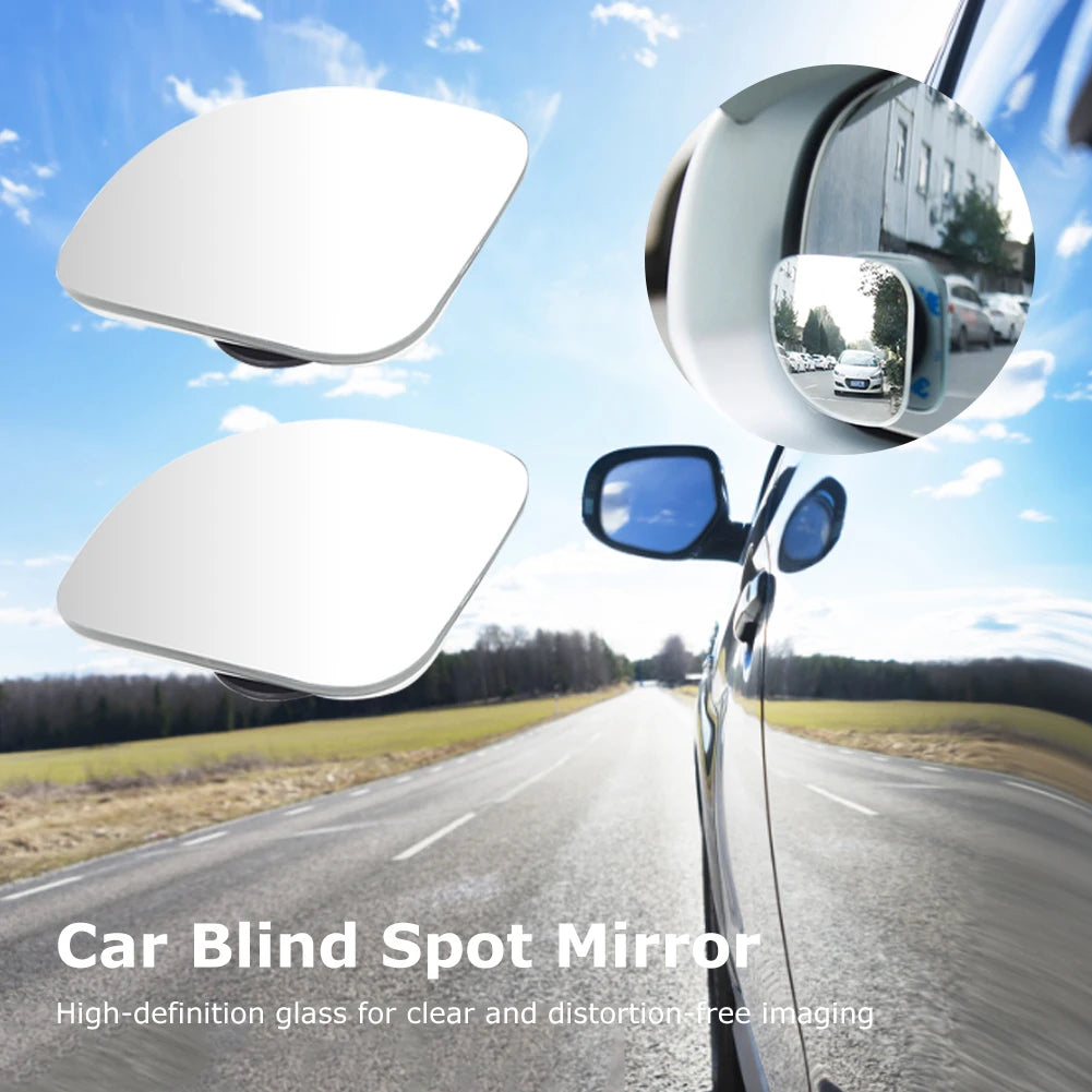 2pcs Car Mirror HD Convex Mirror Blind Spot Wide-angle 360 Degree Adjustable Clear Rearview Auxiliary Safety Driving Mirrors