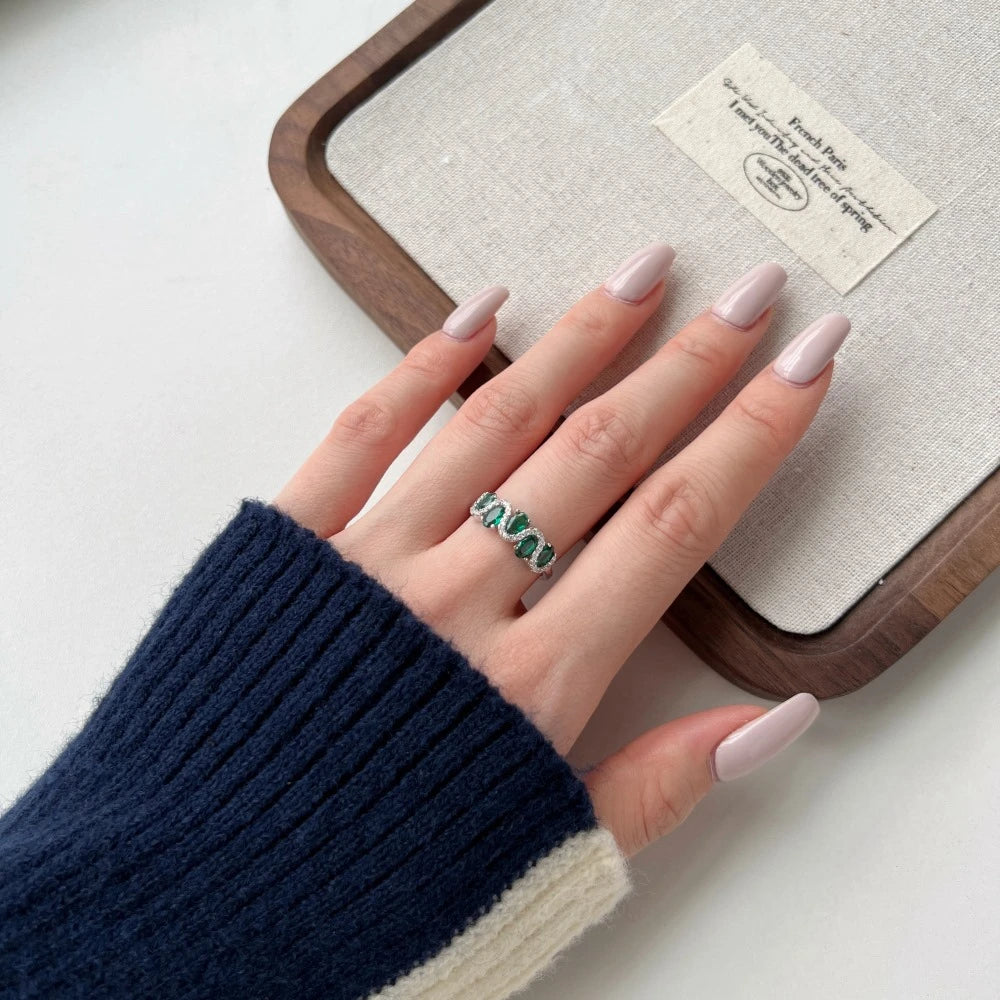 Wong Rain 100% 925 Sterling Silver 3*5 MM Oval Cut Sapphire Eemrald High Carbon Diamond Gemstone Ring For Women  Jewelry Band