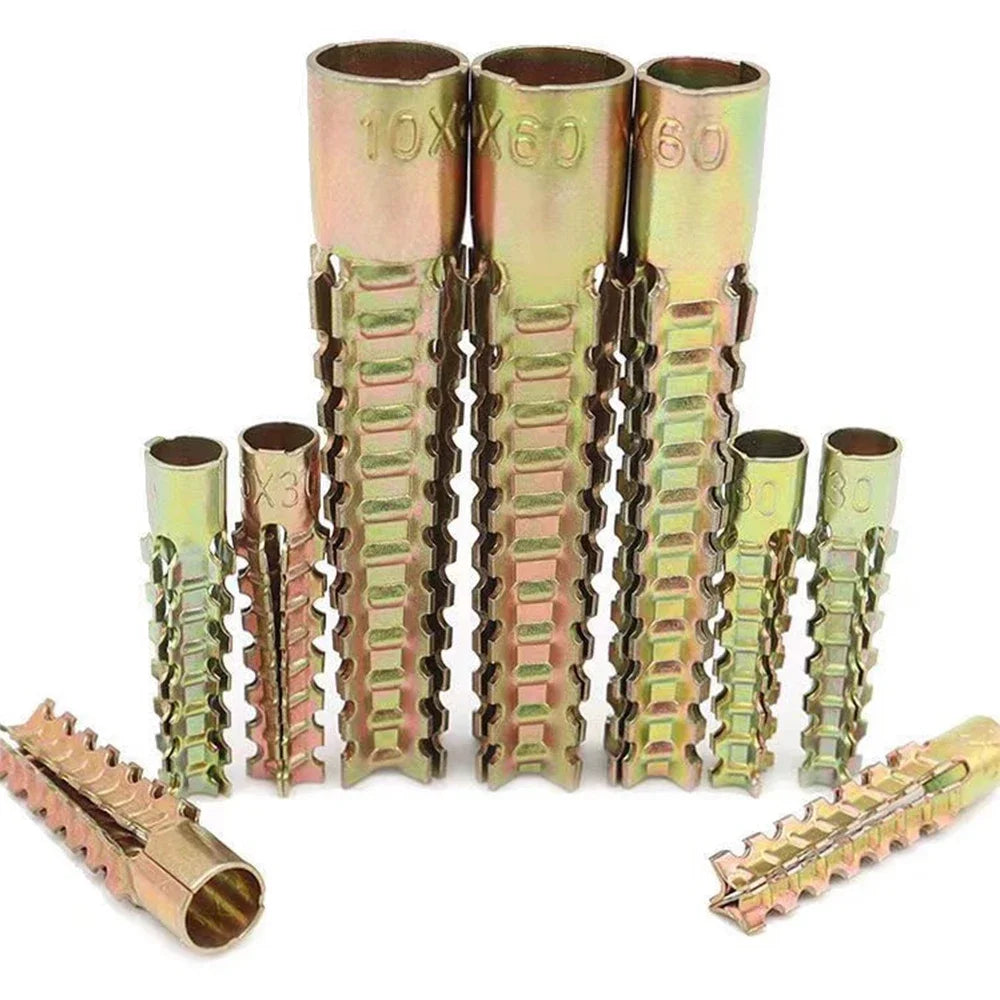 Heavy Duty Steel Wall Anchor with Screws Kit Metal Tube Expansion Self Tapping Screw Drywall Drilling Plug Fastener Bolt Anchors