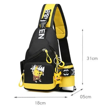 Pokemon Pikachu Casual Mobile Phone Shoulder Bag Men's Women's Style Canvas Youth Athleisure Backpack