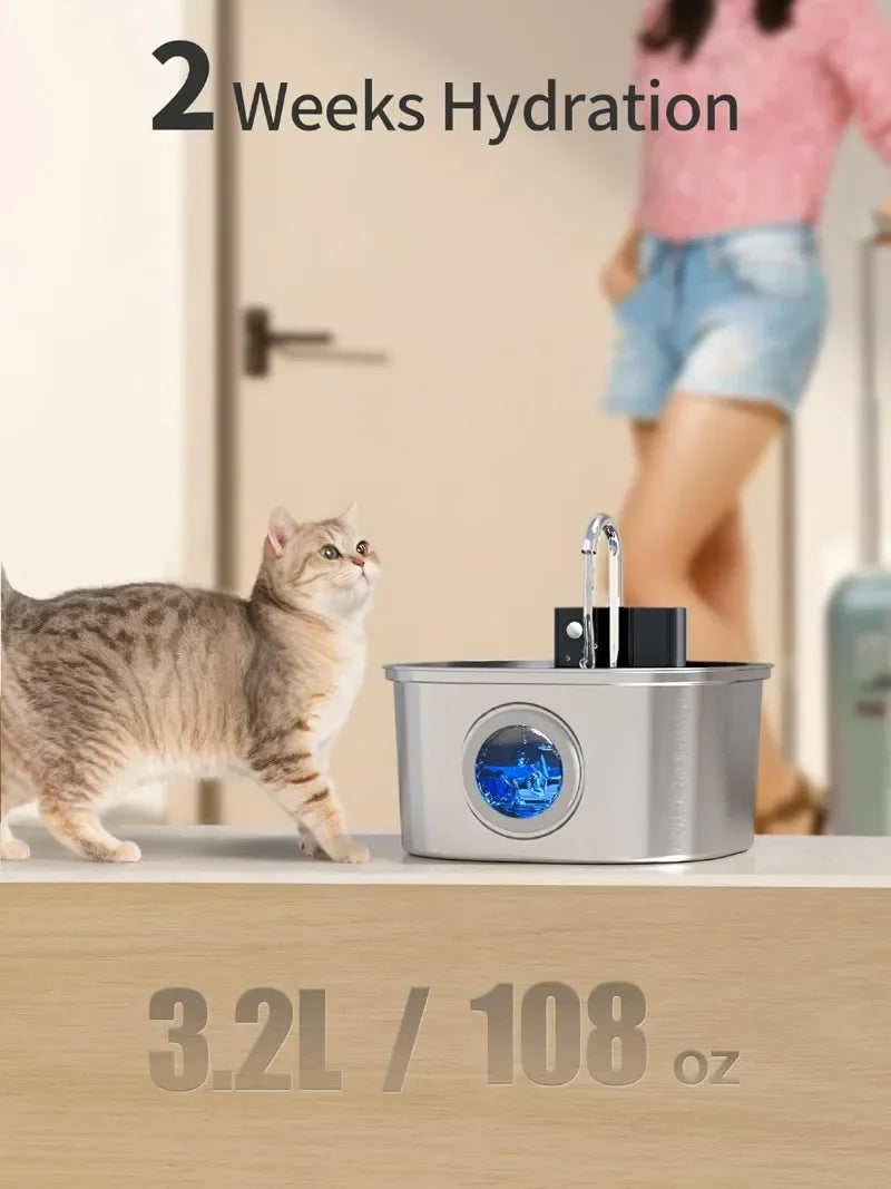 3.2L Wireless Cat Water Fountain 4000mAh Battery Auto Sensor Drinking Fountain For Cats Dog Pet Water Dispenser Accessories