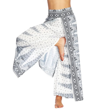 Boho Pants Wide Leg Palazzo Pants with Slits for Women Flowy Hippie Dance Pants,Bohemian Gypsy Yoga Pants