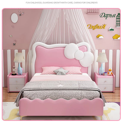 150X200cm Modern Childrens cartoon girl princ ess bed pink queen size bed frame full  double bed complete bedroom furniture