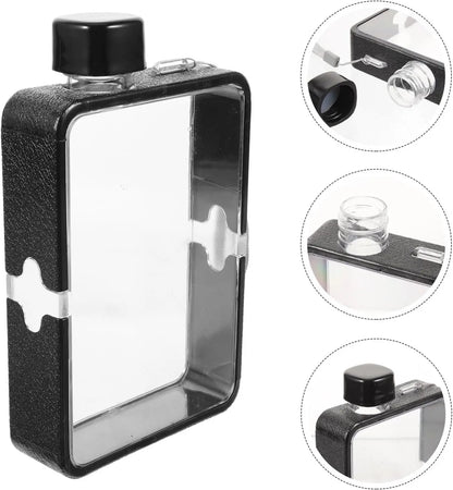 Plastic Flat Bottle for Water Portable Fit in Handbag Free BPA Easy Carry Transparent Bottle DIY Flask Easy to Carry Free Ship