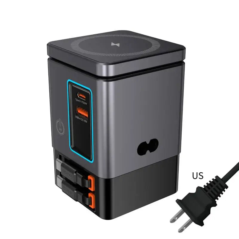 6-in-1 Charging Station with Retractable USB-C Cable Power Combo Tower 105W for Multiple Devices Fast Charger for iPhone Airpod