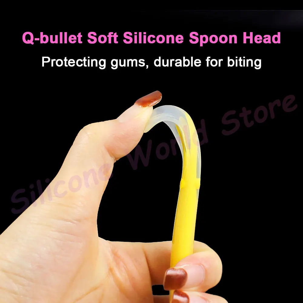 Silicone World Baby Complementary Food Silicone Spoon Training Spoon Soft Spoon Children's Feeding Tableware With Storage Box