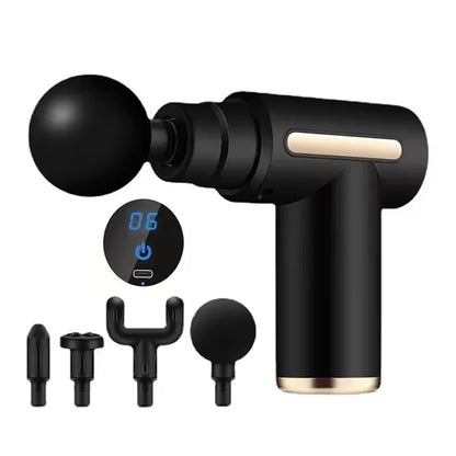 Portable Fascial Massage Gun With LED Touch Electric Percussion Pistol Massager Body Relaxation Screen Replaceable Massage Head