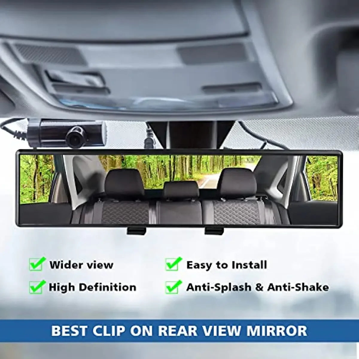 Car rearview mirror, reversing mirror, large field of view, wide-angle mirror, interior auxiliary white mirror for cars
