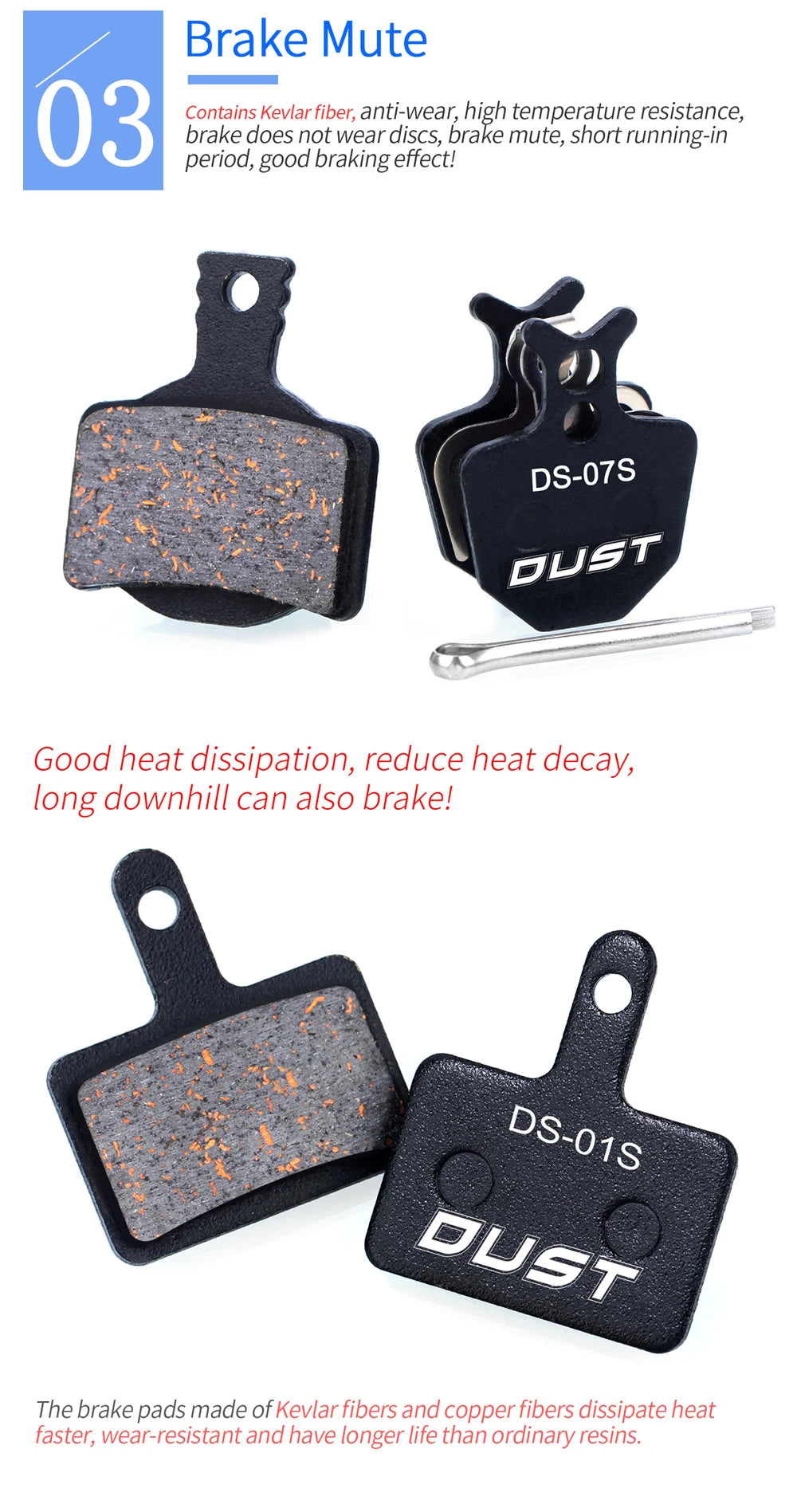 DUST 1Pair Semi-Metal Bicycle Hydraulic Disc Brake Pads MTB Mountain Bike Parts for SHIMANO XT XTR M315 SRAM Avid BB5 BB7 E1 E3