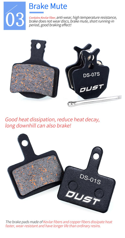 DUST 1Pair Semi-Metal Bicycle Hydraulic Disc Brake Pads MTB Mountain Bike Parts for SHIMANO XT XTR M315 SRAM Avid BB5 BB7 E1 E3
