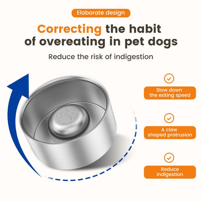 Stainless Steel Dog Slow Eating Bowl 60oz High-Capacity Practical Nonslip Pet Slow Food Bowl Easy To Clean for Home Pet