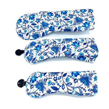Golf Blue cherry blossoms pattern Head cover Driver Head Covers Fairway Wood Head Covers Hybrid Head Covers Pu Leather