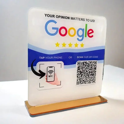 Custom Google Review Sign With Stand Scan QR Code Business Decor Acrylic Google Review NFC QR Code Sign Review Us on Google