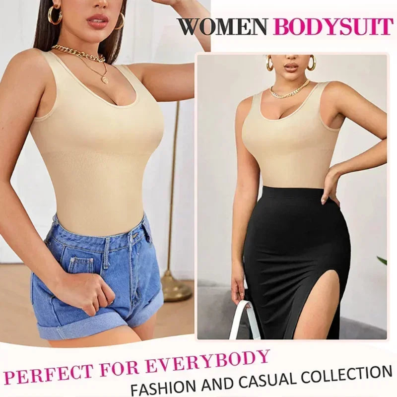 Body Shapewear for Women Seamless Solid Shaping Full Bodysuit Crew Neck Tummy Control Slimming Body Shaper Underwear & Shapewear