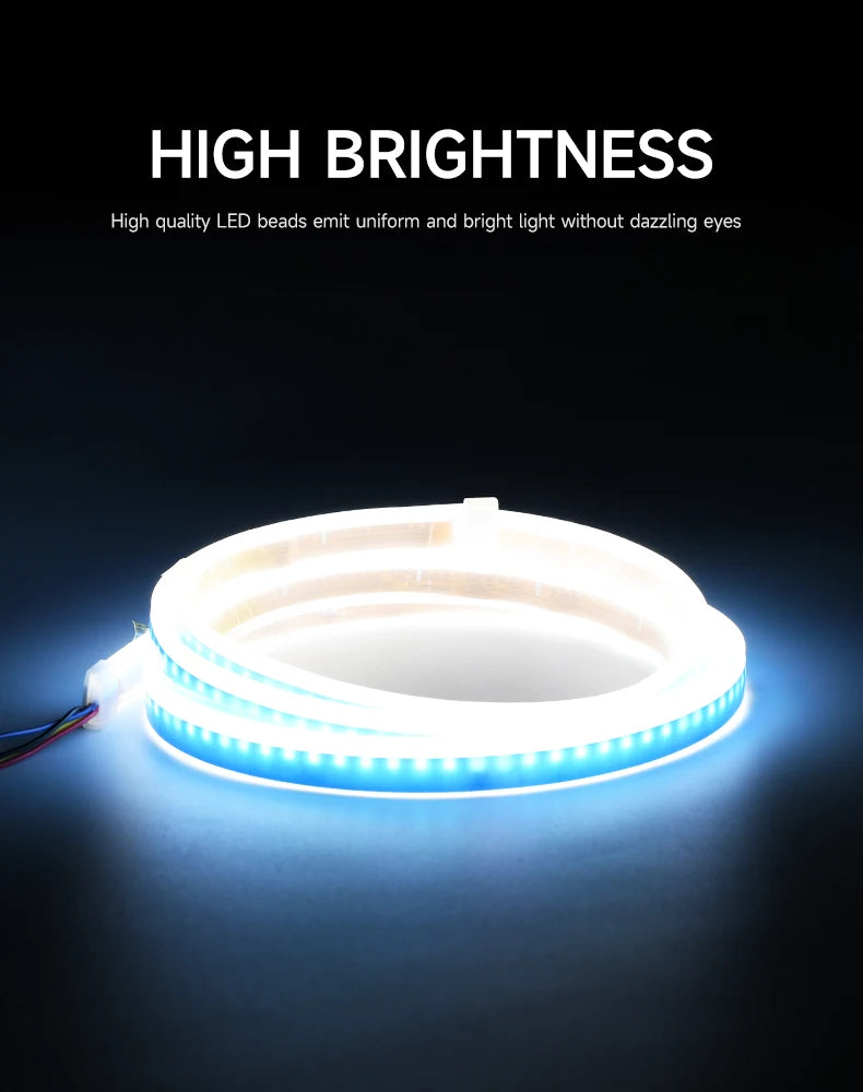 LED Car Hood Decorative Light Strip Start Scan Dynamic Ambient Light Car Daytime Running Light DRL With Turn Signal Lamp 12V