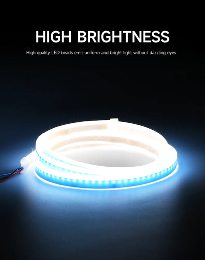 LED Car Hood Decorative Light Strip Start Scan Dynamic Ambient Light Car Daytime Running Light DRL With Turn Signal Lamp 12V