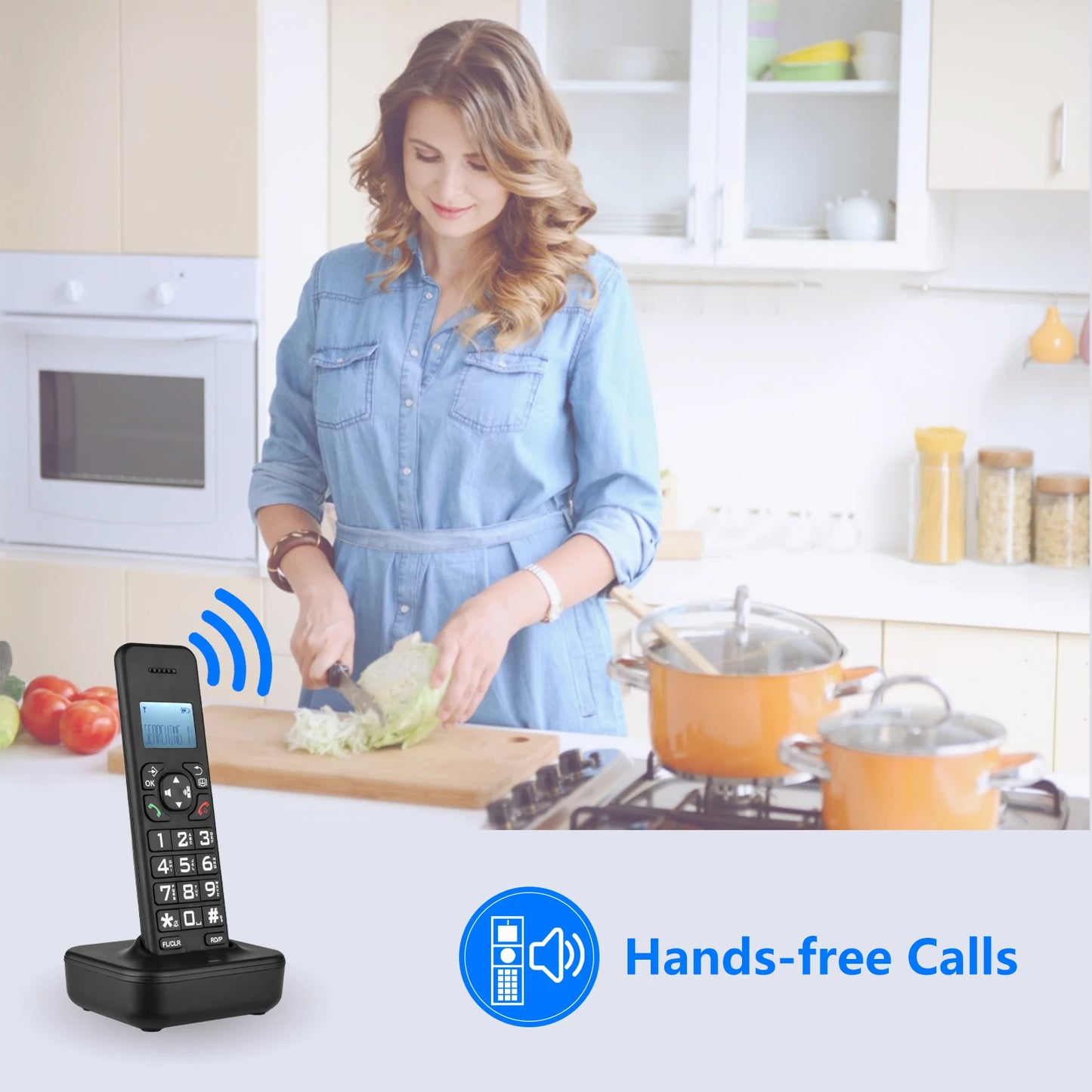 Cordless Phone Caller ID/Call Waiting 1.6 inch Backlight LCD 3 Lines Screen Display Rechargeable Batteries 16 Languages US PLUG