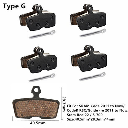 4Pairs Bike MTB Semi-Metallic Disc Brake Pads For Shimano B01S G01S A01S XTR XT SLX Deore Sram Guide Level HRD Red Etap Magura