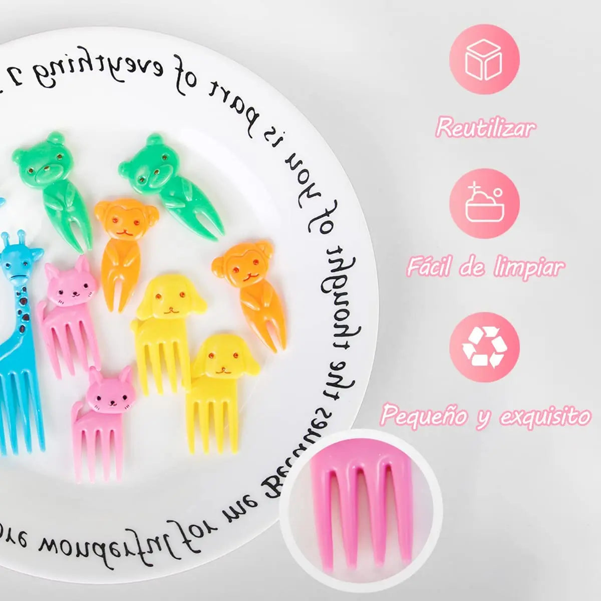 Cute Mini Animal Cartoon Food Picks Children Snack Cake Dessert Food Fruit Forks, Silicone Lunch Box Dividers