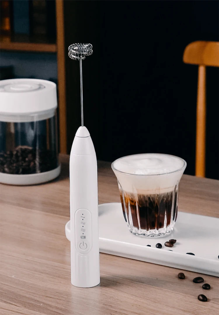 BINCOO Electric Milk Foamer Blender Stainless Steel Handheld Milk Frother Wireless Coffee Whisk Mixer Egg Beater Kitchen Tools