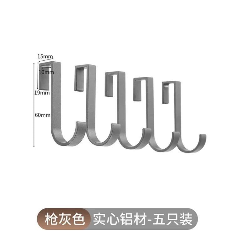 S-hook, Rack special accessories for sliding removal Space, Aluminum punch-free solid thickened metal hooks,5PCS