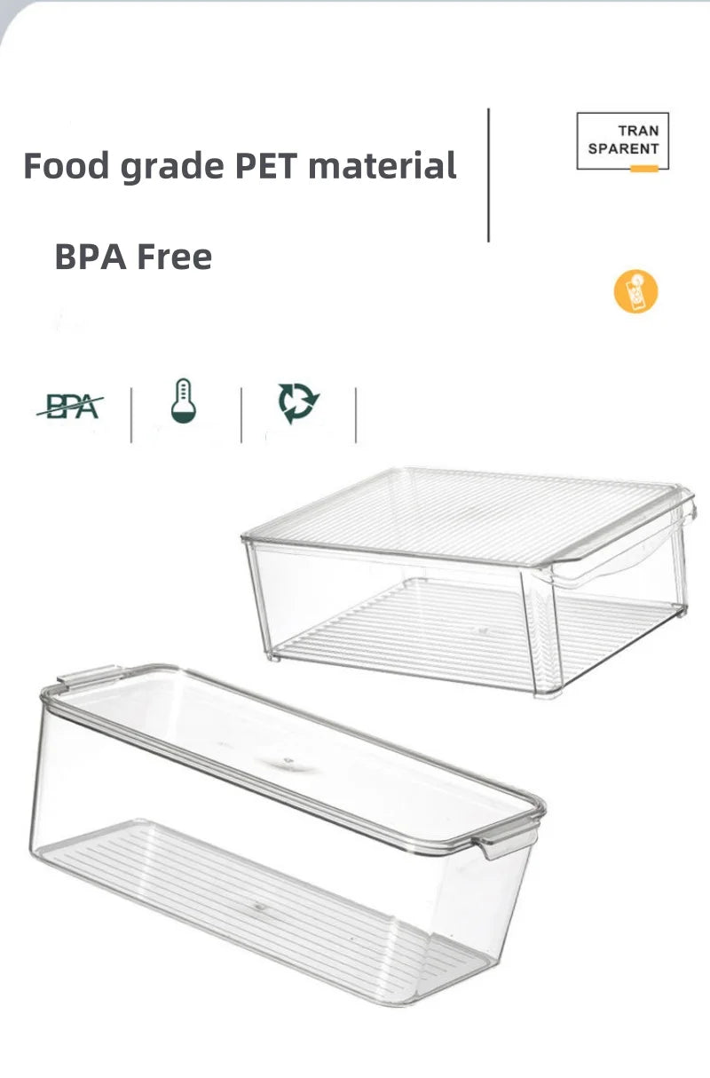 Fridge Organizer Stackable Refrigerator Organizer Bins with Lids Clear Fruit Storage Containers Freezer Pantry kitchen Organizer