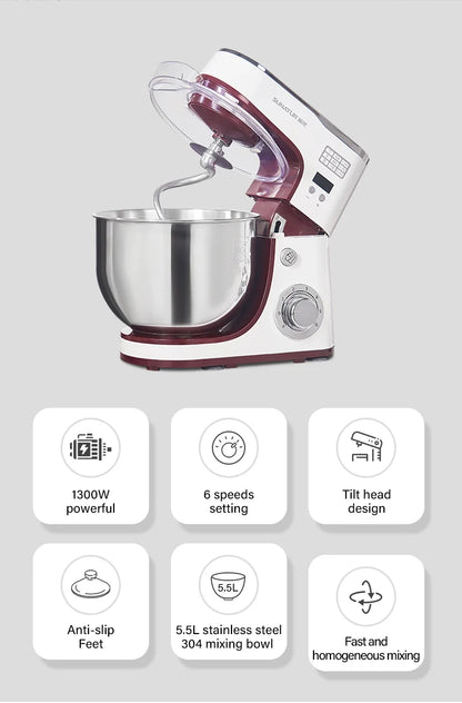 SUNATUR Electric Kitchen Blender Machine: Stand Mixer with Planetary Beater, Supports Dough Mixing,Processor for Home Appliances