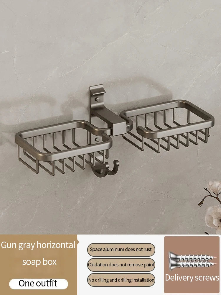 Aluminum Bathroom Drain Soap Storage Holder Soap Dish Storage Rack Bathroom Accessories