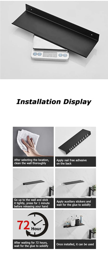 Floating Bathroom Shelves Without Drilling Storage Wall Rack Home Organizer Ledge Hardwares Cabinet Kitchen Toilet Accessories