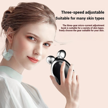 Electric Facial Roller Massager - EMS Microcurrent V-Shape Lifting Device for Face Contouring, Anti-Aging Skin Care & Hydration