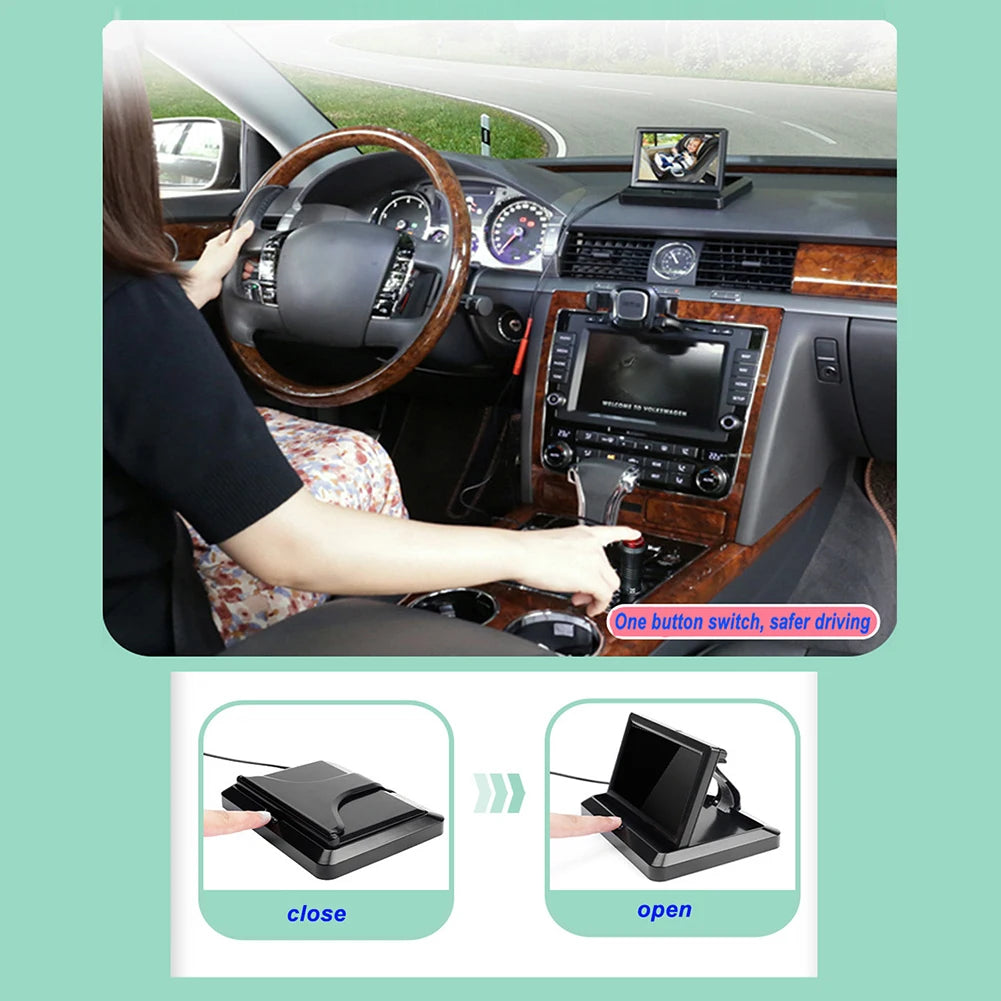 4.3 Inch HD Back Seat Baby Car Camera LED Car Seat Camera Waterproof 8LED IR Night Vision Folding Screen Car Seat Mirror Display