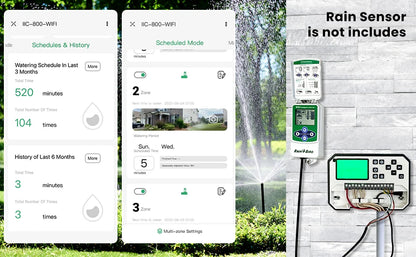 INKBIRD Wi-Fi Smart Sprinkler Controller 8-Zone Watering Irrigation Timer With Free App Monitoring Seasonal Adjustment Rain Skip