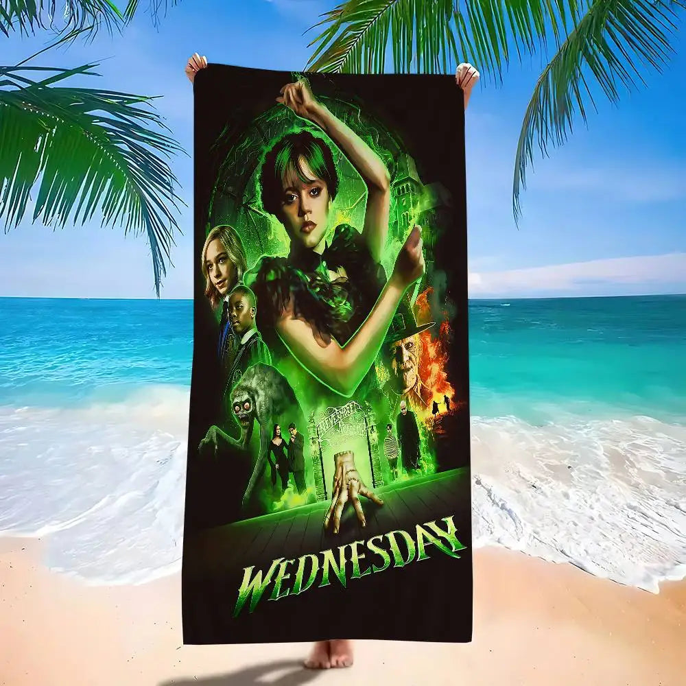 W-WednesdayS Addams Movie Cartoon Beach Towel Cute Kawaii Room Decor Bath Girls Children Hand Towels For Bathroom Shower