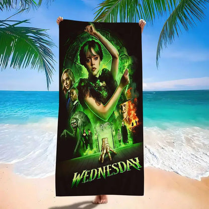 W-WednesdayS Addams Movie Cartoon Beach Towel Cute Kawaii Room Decor Bath Girls Children Hand Towels For Bathroom Shower